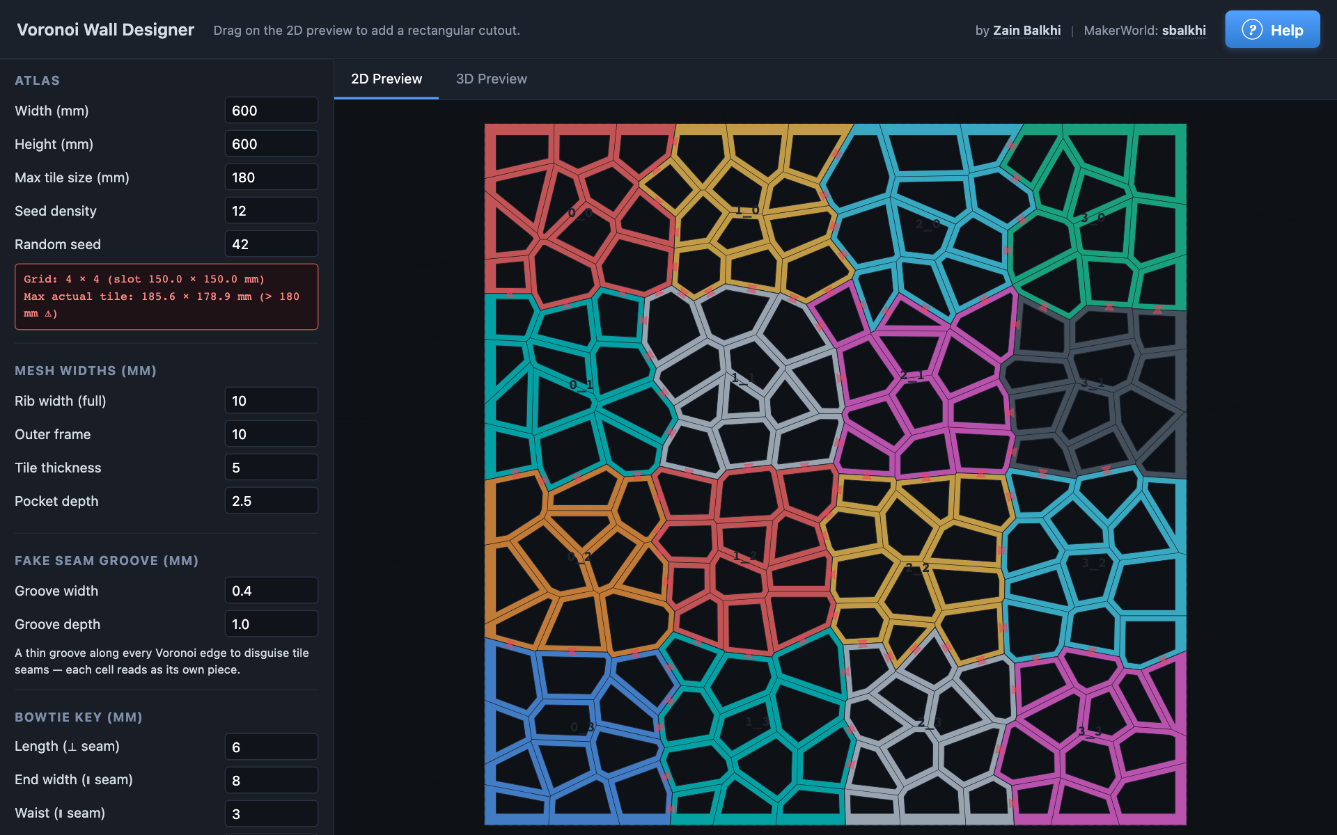 Voronoi Wall Designer, a real browser app hosted with App To Page